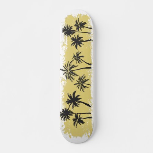 Tropical Palm Trees Hawaiian Island Yellow Skateboard