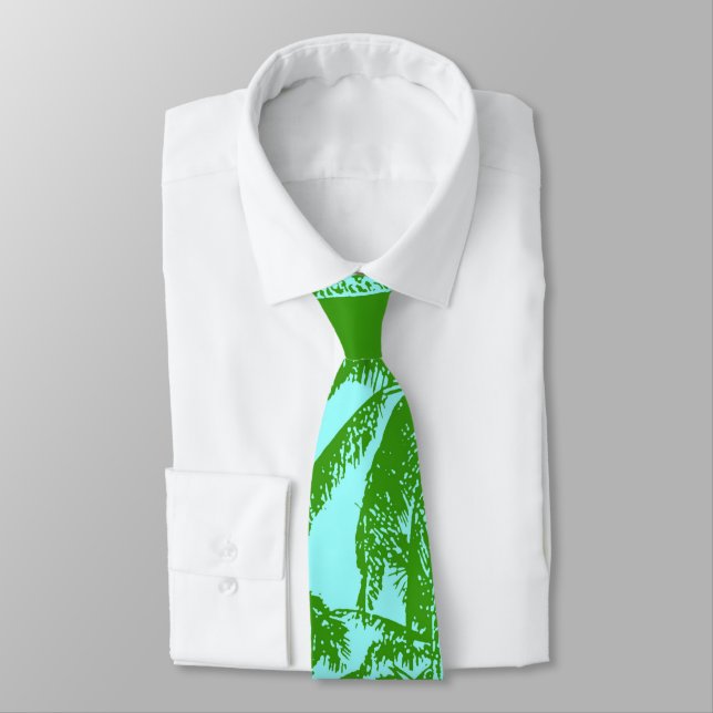 Tropical Palm Trees in a Posterised Design Neck Tie (Tied)