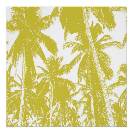 Tropical Palm Trees in Golden Brown Poster