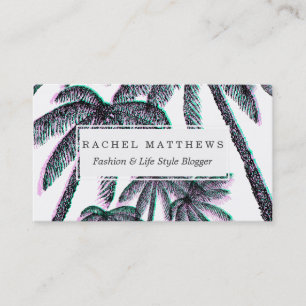 Tropical Palm Trees in Pink Teal Black Business Card