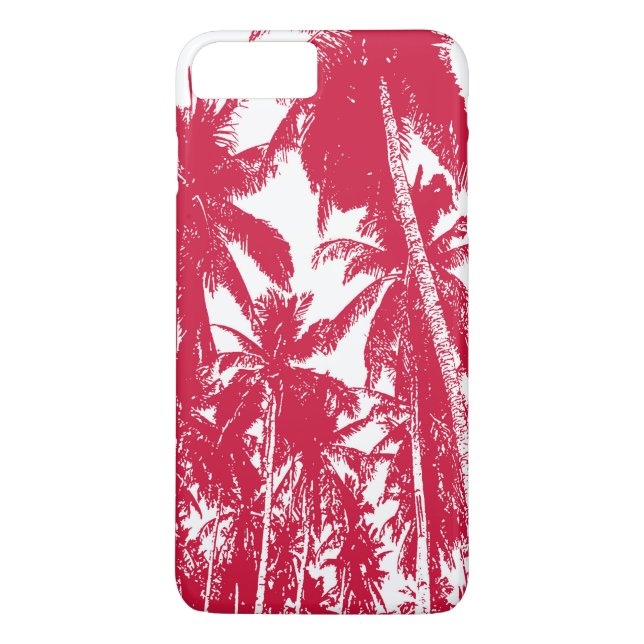 Tropical Palm Trees in Red and White Case-Mate iPhone Case (Back)