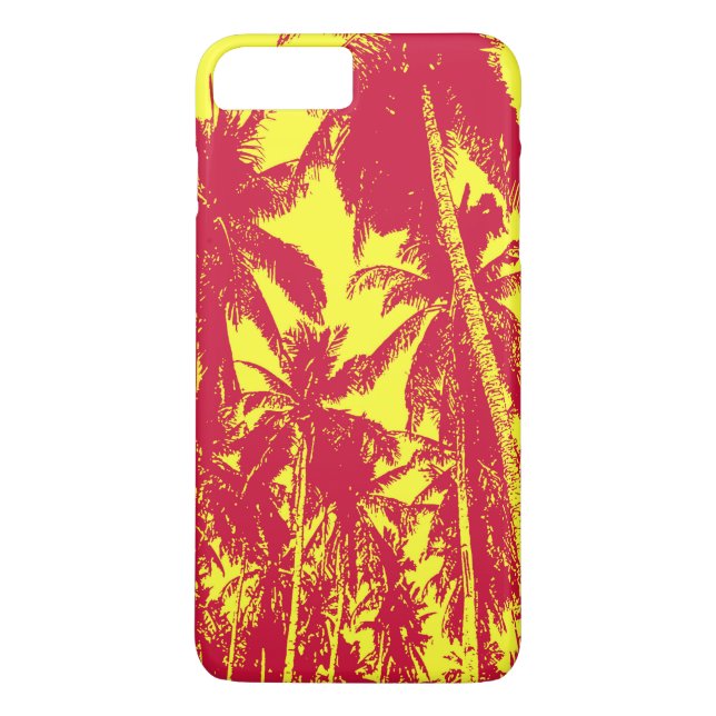 Tropical Palm Trees in Red and Yellow Case-Mate iPhone Case (Back)