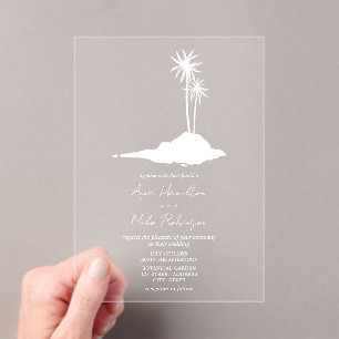 Tropical Palm Trees Island Beach Wedding Acrylic Invitations