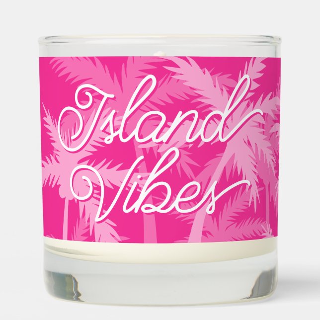 Tropical Palm Trees Island Vibes Dopamine Decor Scented Candle (Front)