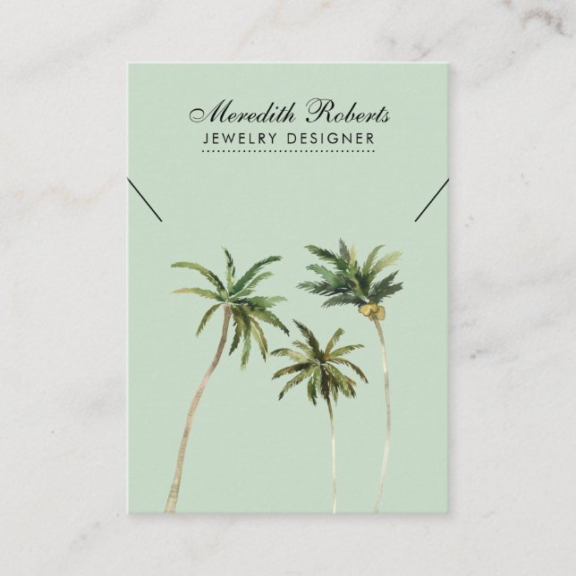 Tropical Palm Trees Jewelry Necklace Display Card (Front)