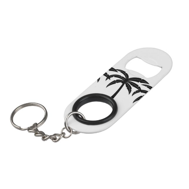 Tropical Palm Trees Keychain Bottle Opener (Front Angled)
