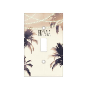 Tropical Palm Trees & Lights Cream Dream Light Switch Cover