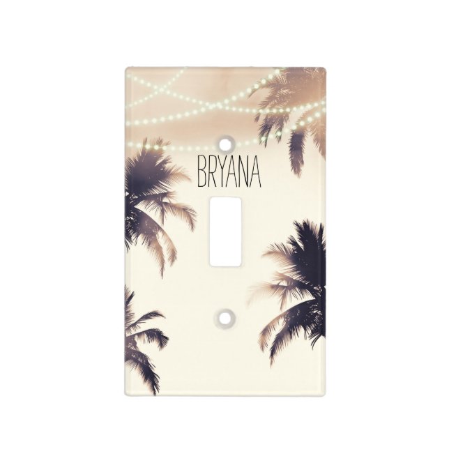 Tropical Palm Trees & Lights Cream Dream Light Switch Cover (Front)