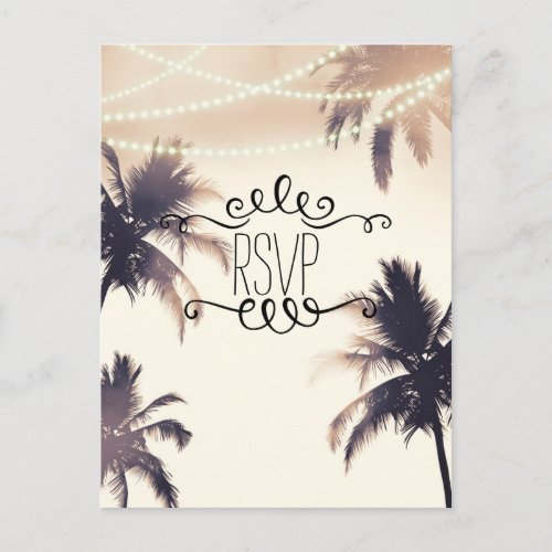 Tropical Palm Trees  Lights Cream Dream RSVP Card