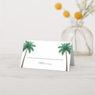 Tropical Palm Trees Minimal Beach Wedding Place Card