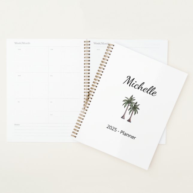 Tropical Palm Trees Modern Beach Personalized Planner (Display)