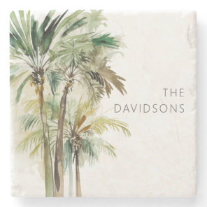 Tropical Palm Trees Modern Beach Stone Coaster