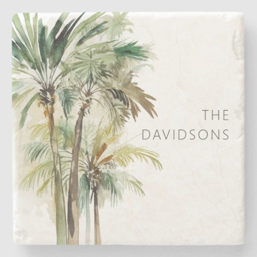 Tropical Palm Trees Modern Beach Stone Coaster