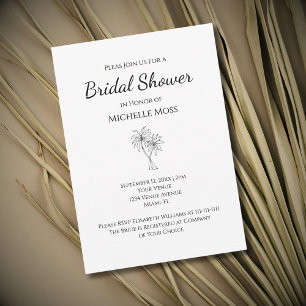 Tropical Palm Trees Modern Bridal Shower Invitation