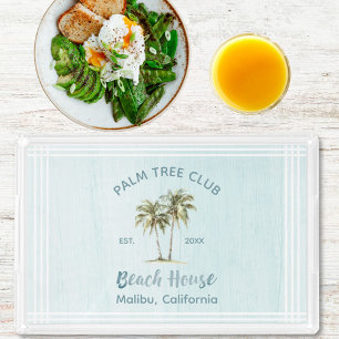 Tropical Palm Trees Modern Coastal Beach House Acrylic Tray