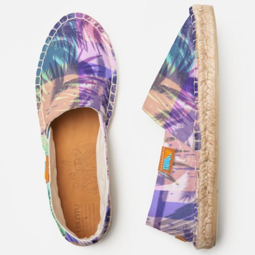 Tropical Palm Trees Modern Fun Pink Blue Purple Espadrilles