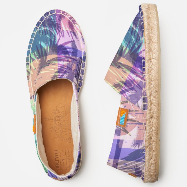 Tropical Palm Trees Modern Fun Pink Blue Purple Espadrilles (Side)
