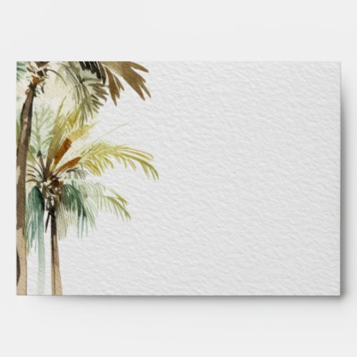 Tropical Palm Trees Modern Green Textured Wedding Envelope