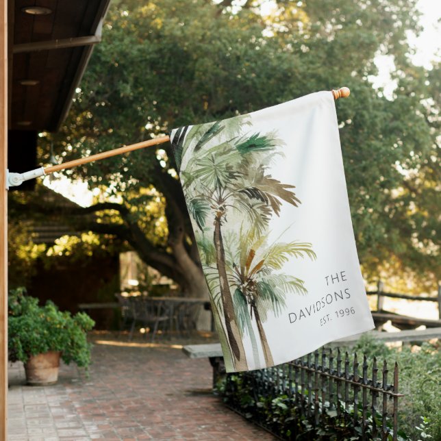 Tropical Palm Trees Modern House Flag (In SItu)