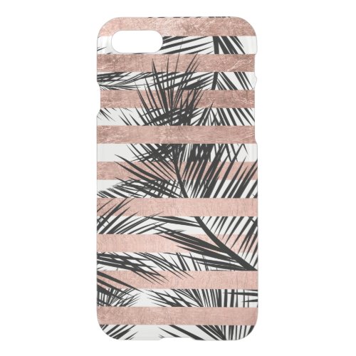 Tropical palm trees modern rose gold stripes iPhone SE87 case