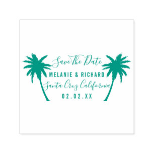 Tropical Palm Trees   Modern Save The Date Wedding Self-inking Stamp