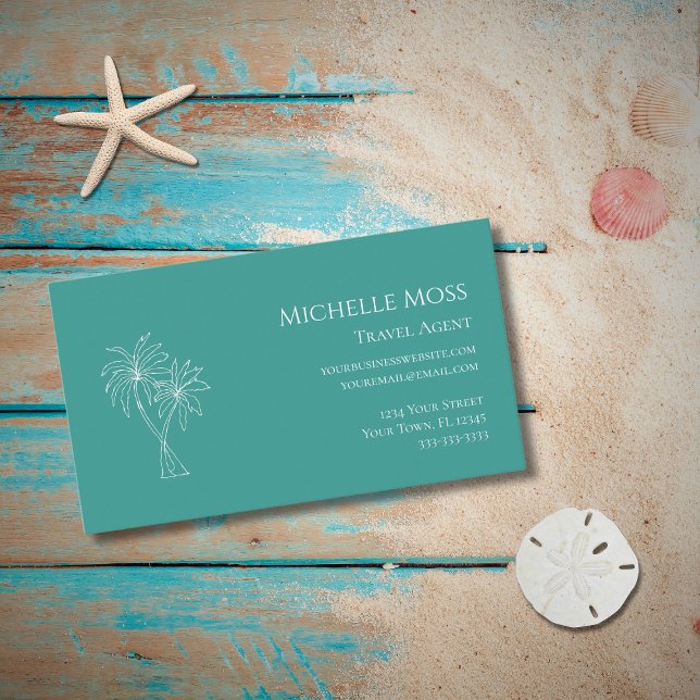 Tropical Palm Trees Modern Trendy Teal  Business Card (Creator Uploaded)
