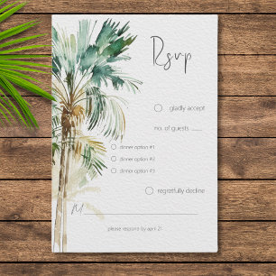 Tropical Palm Trees Modern Wedding Dinner RSVP Card