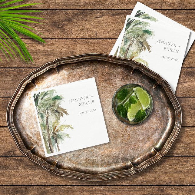 Tropical Palm Trees Modern Wedding Napkins (Creator Uploaded)