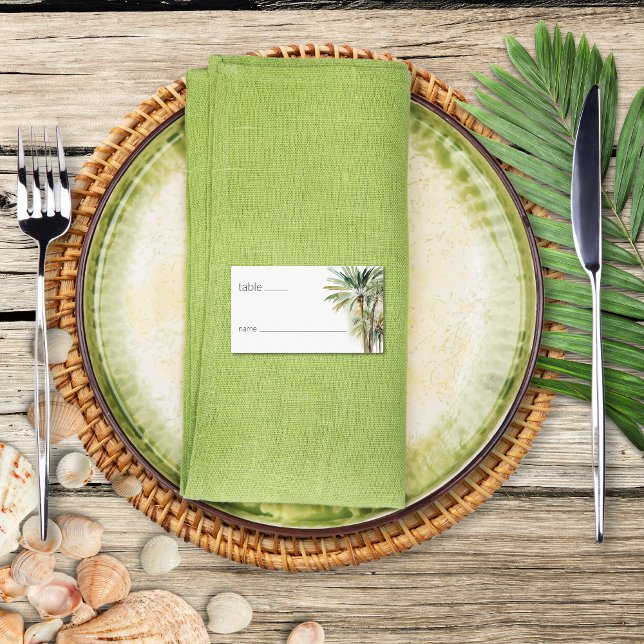 Tropical Palm Trees Modern Wedding Place Card (Tropical Palm Trees Modern Wedding Place Card)