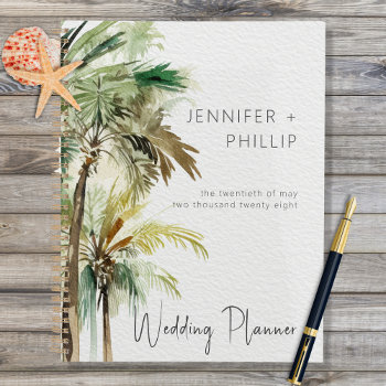 Tropical Palm Trees Modern Wedding Planner by SimplyFarmhousePress at Zazzle