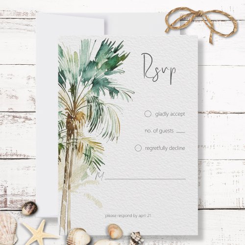 Tropical Palm Trees Modern Wedding RSVP Card