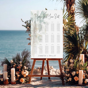 Tropical Palm Trees Modern Wedding Seating Chart Foam Board