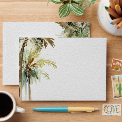 Tropical Palm Trees Modern Wedding Textured Envelope