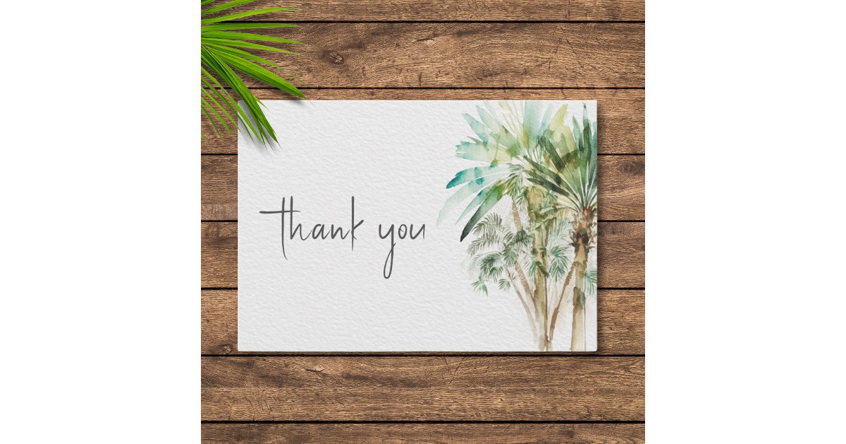 Tropical Palm Trees Modern Wedding Thank You Card | Zazzle