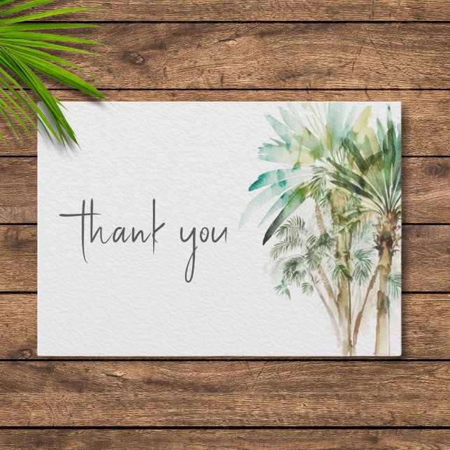 Tropical Palm Trees Modern Wedding Thank You Card (Creator Uploaded)