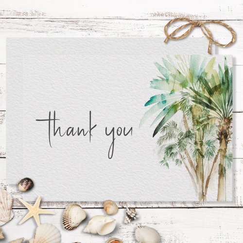 Tropical Palm Trees Modern Wedding Thank You Card