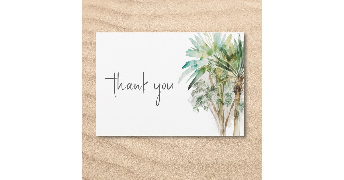 Tropical Palm Trees Modern Wedding Thank You Card | Zazzle