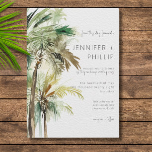 Tropical Palm Trees Modern Wedding Two Sided Invitation