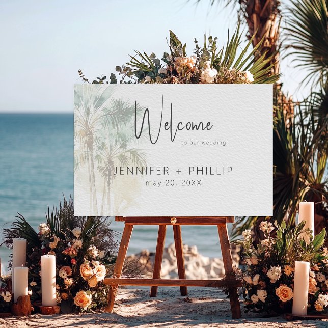 Tropical Palm Trees Modern Wedding Welcome Foam Board (Creator Uploaded)