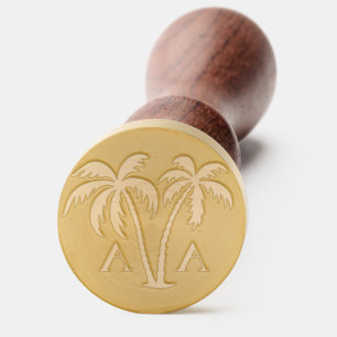 Tropical Palm Trees Monogram Wax Seal Stamp