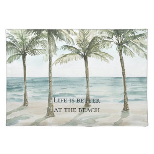 Tropical Palm Trees Ocean Beach  Cloth Placemat
