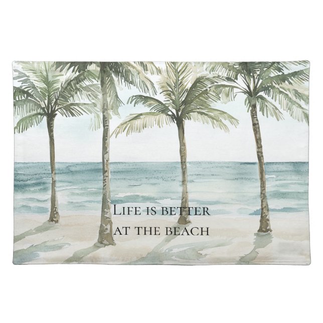 Tropical Palm Trees Ocean Beach  Cloth Placemat (Front)