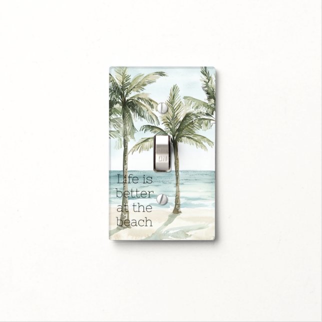 Tropical Palm Trees Ocean Beach Light Switch Cover (In Situ)