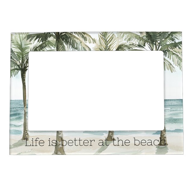 Tropical Palm Trees Ocean Beach Magnetic Frame (Front)