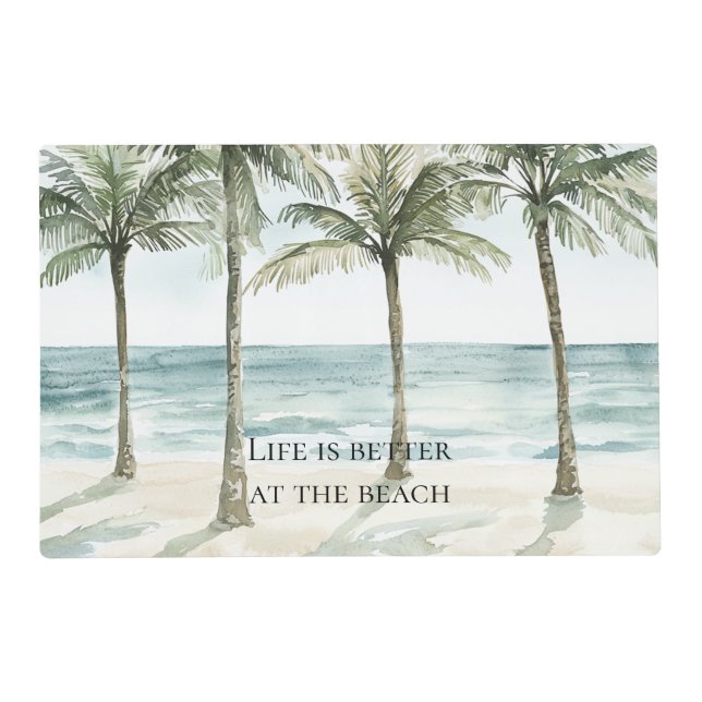 Tropical Palm Trees Ocean Beach  Placemat (Front)