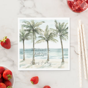 Tropical Palm Trees Ocean Beach Wedding Napkins