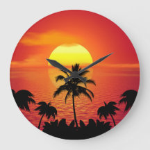 Tropical Palm Trees Ocean Horizon Sunset