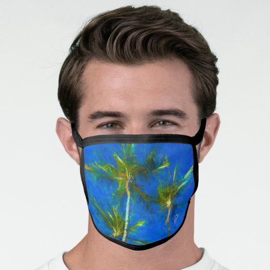Tropical Palm Trees Oil Painting Effect Face Mask (Worn Him)