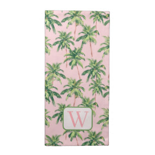 Tropical Palm Trees on Pink Personalized Cloth Napkin
