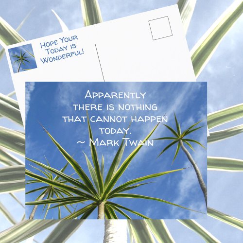 Tropical Palm Trees Optimistic Witty Twain Quote Postcard